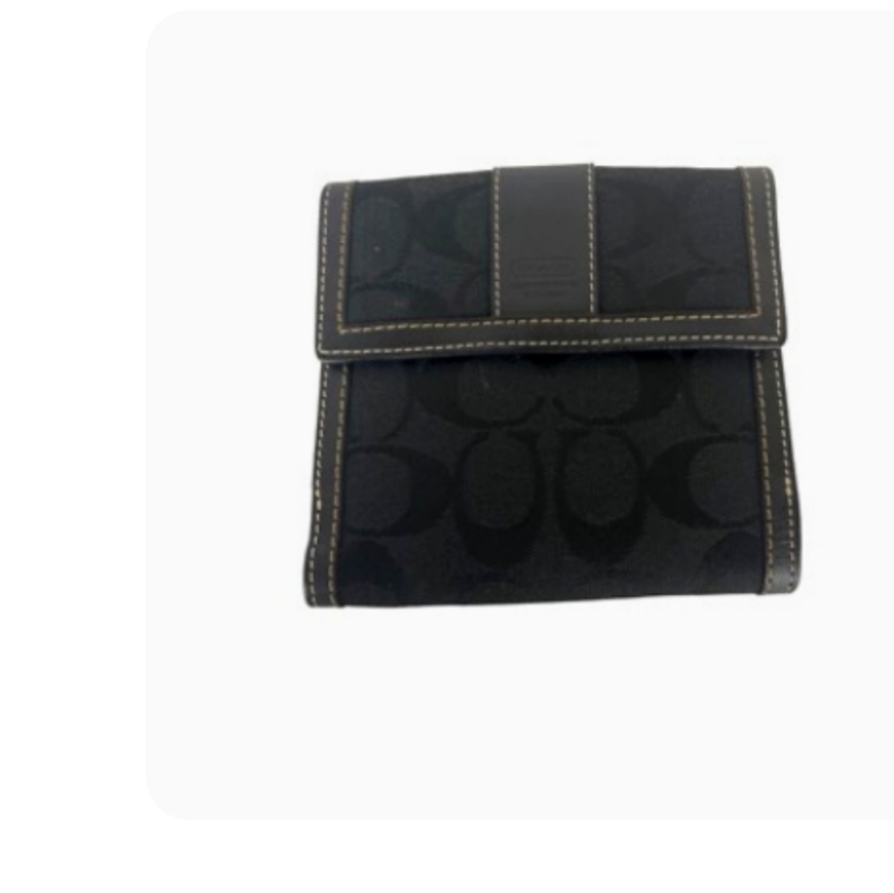 COACH Black Monogram Trifold WalletCOACH Black Monogram Trifold Wallet